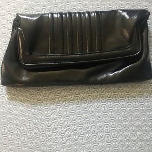 Black faux leather clutch